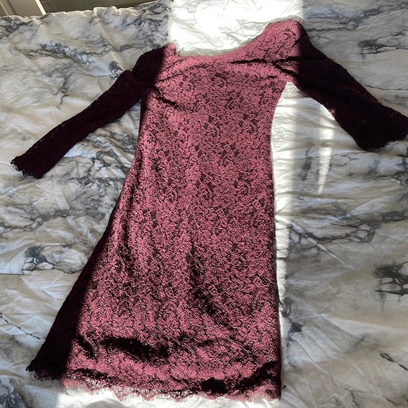 Babaton Aritzia Rafael Lace Dress - Burgundy - Picture 10 of 10